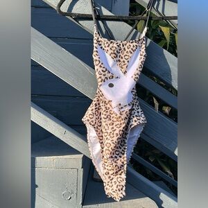 Leopard Print Swimsuit with Bunny Design